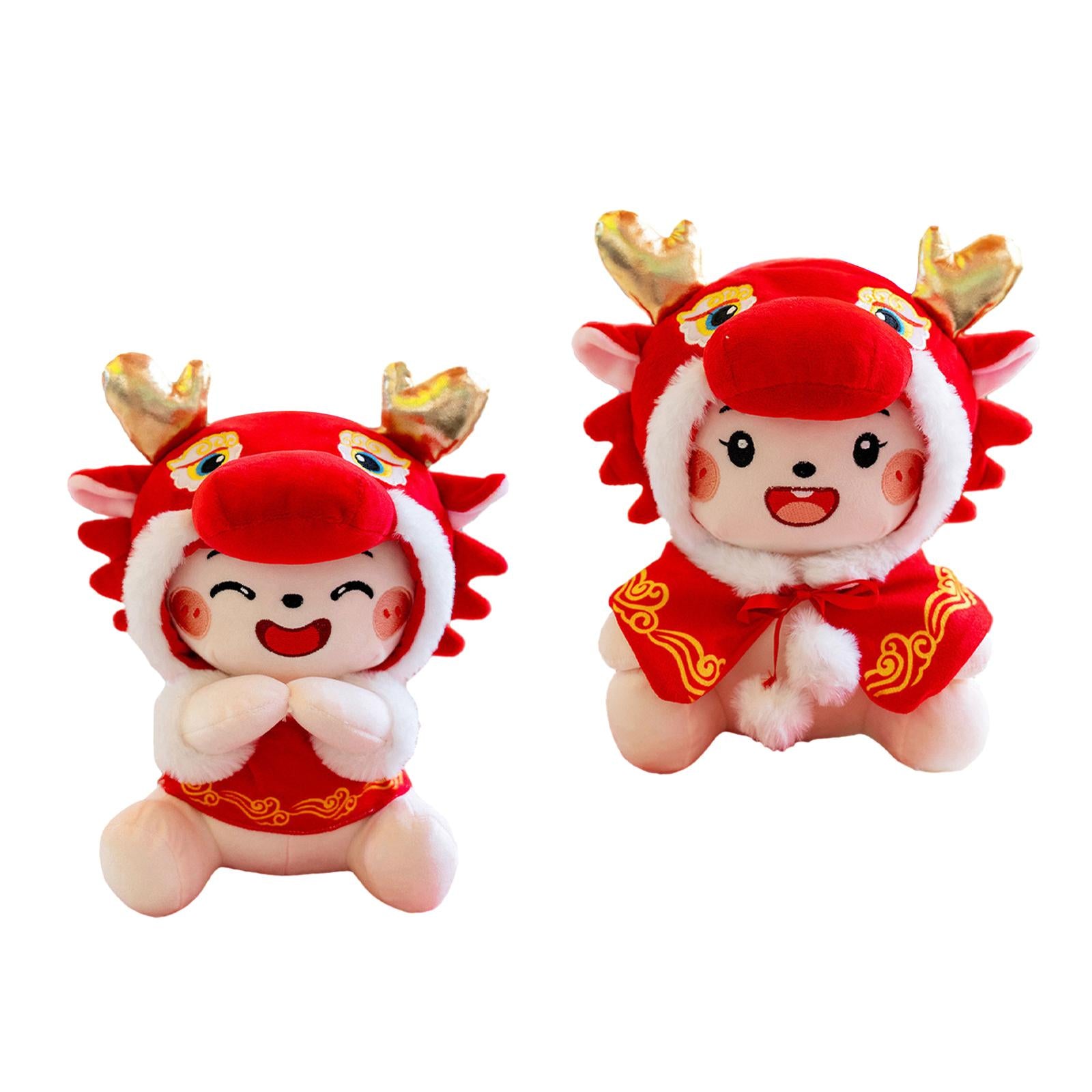 2 pcs Chinese New Year Dragon Plush Doll for Hotel Cafe Party Supply