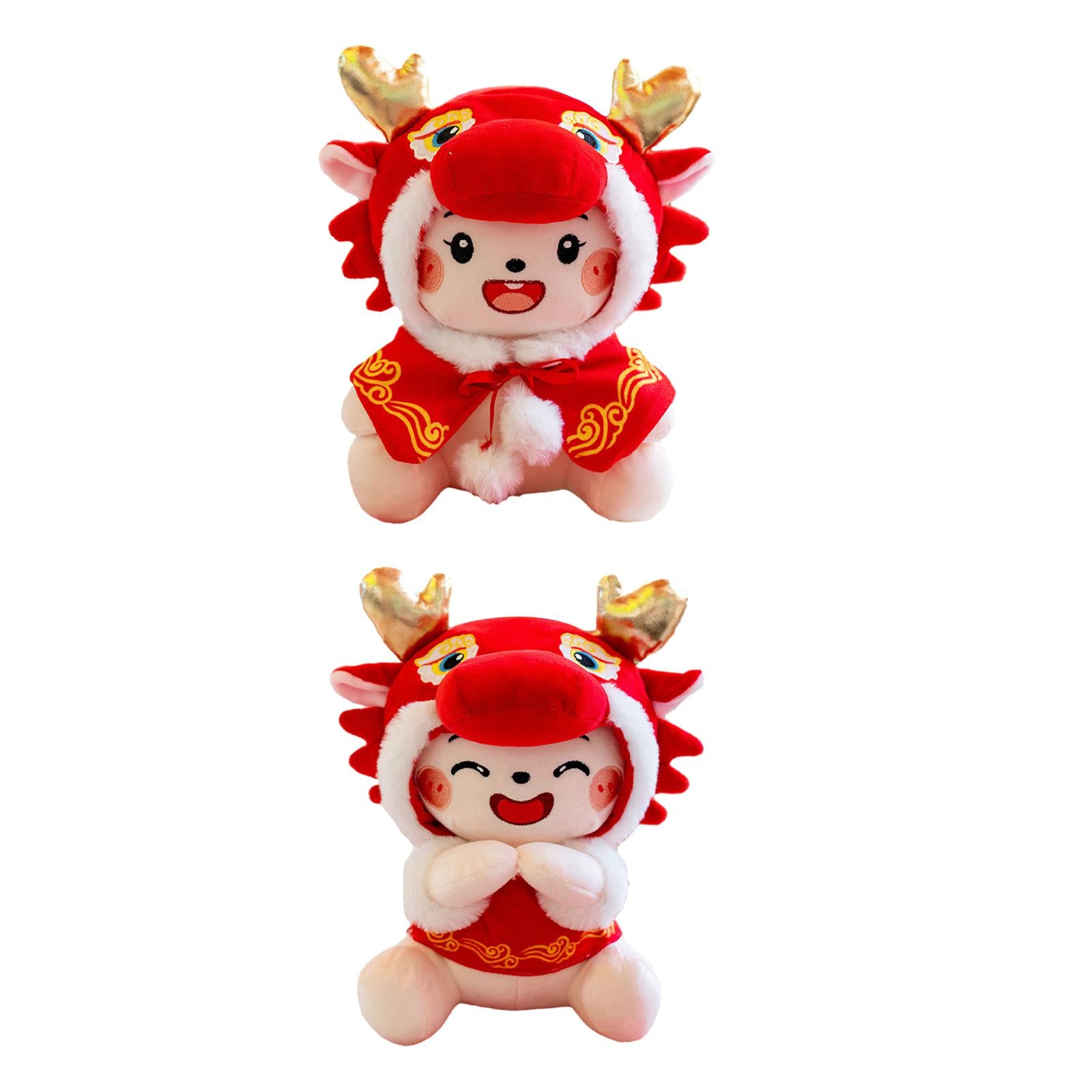 2 pcs Chinese New Year Dragon Plush Doll for Hotel Cafe Party Supply