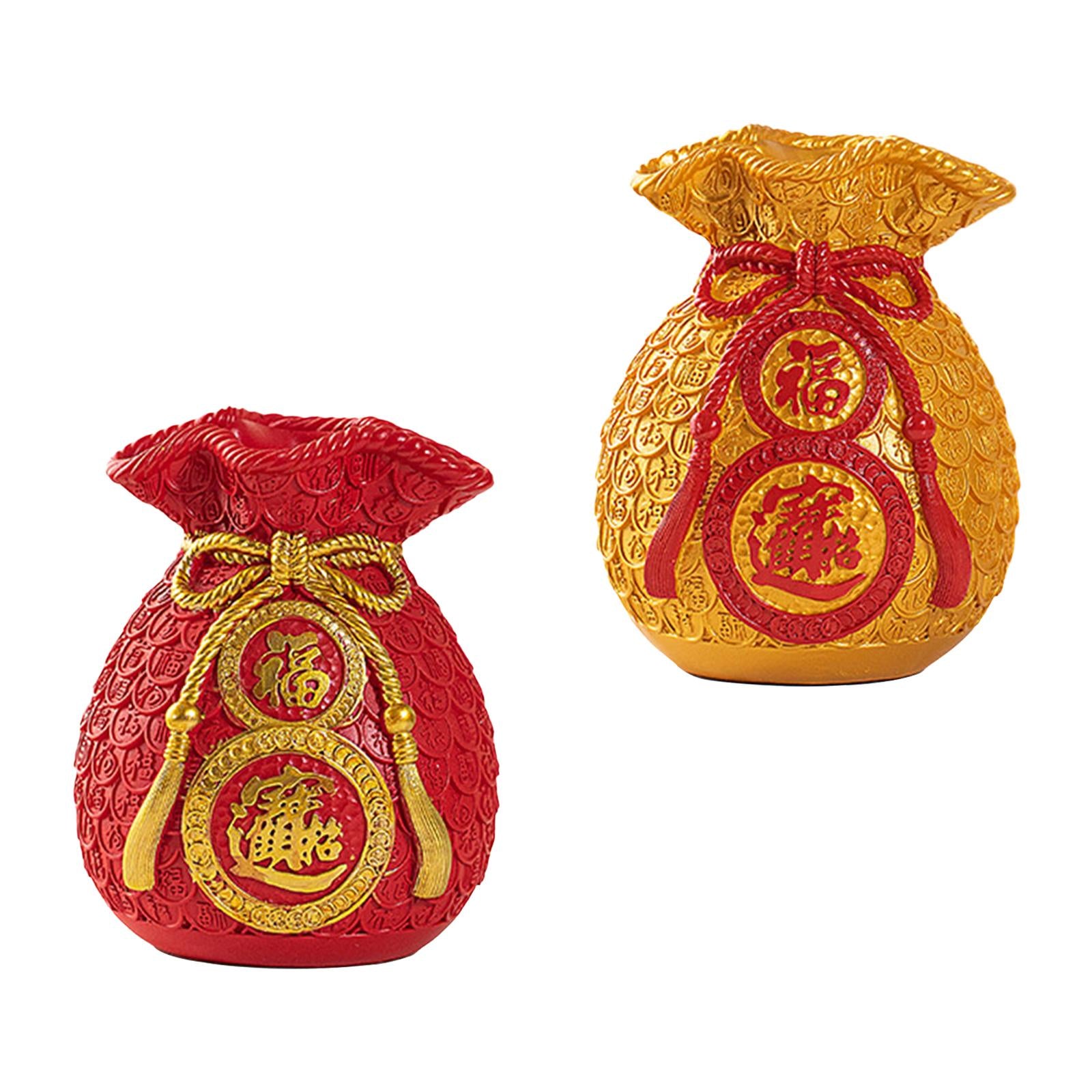 2 pieces Chinese New Year Decoration fortune Vase for Bedroom Office Wall