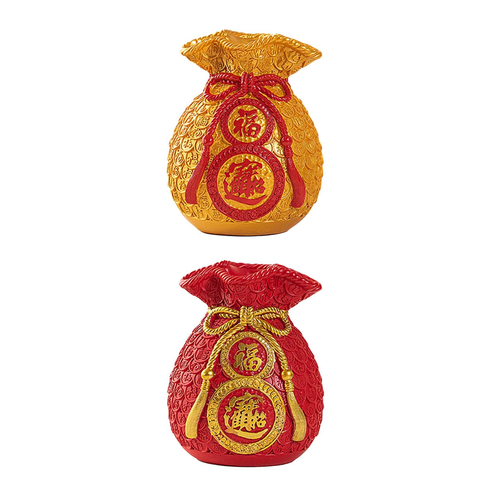 2 pieces Chinese New Year Decoration fortune Vase for Bedroom Office Wall
