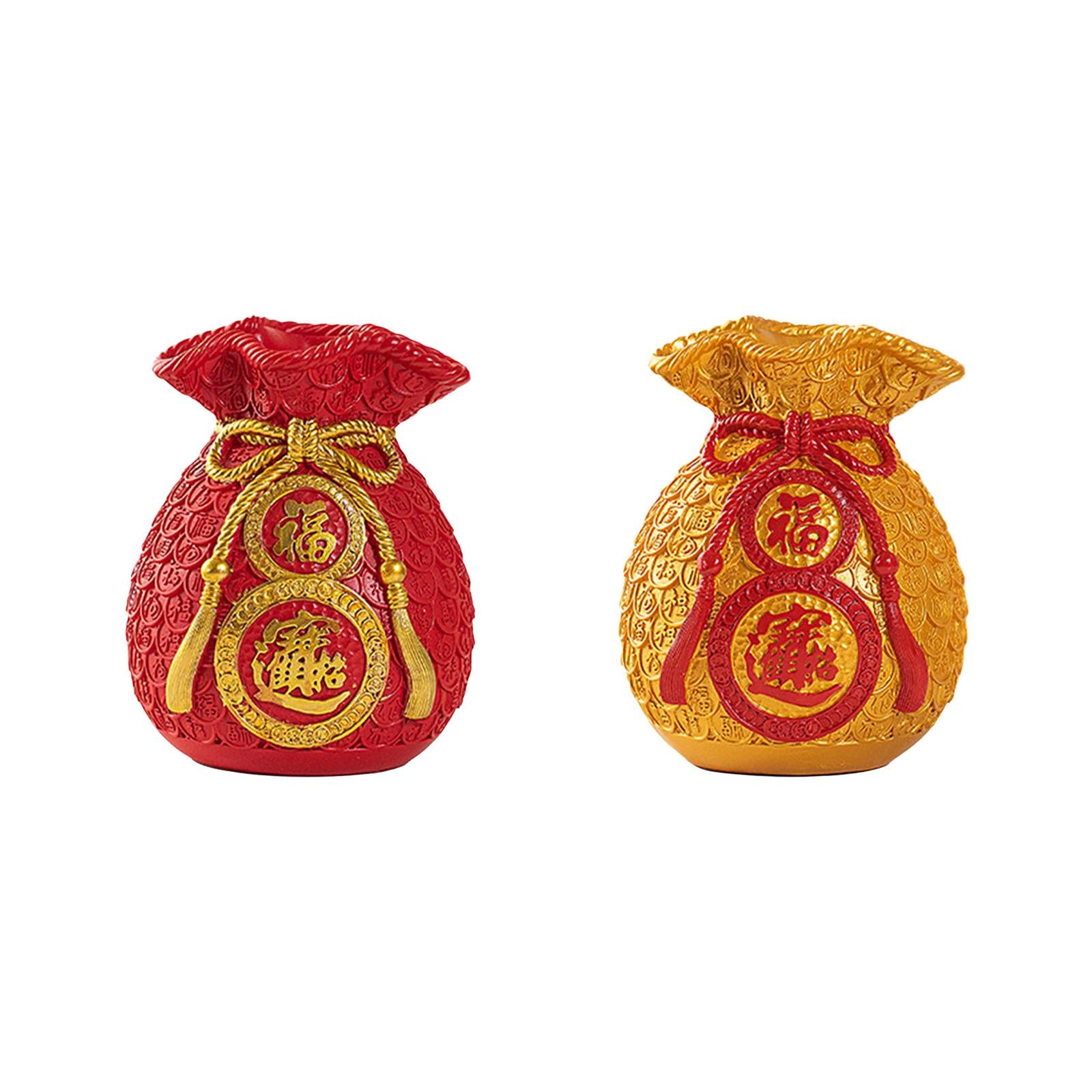 2 pieces Chinese New Year Decoration fortune Vase for Bedroom Office Wall