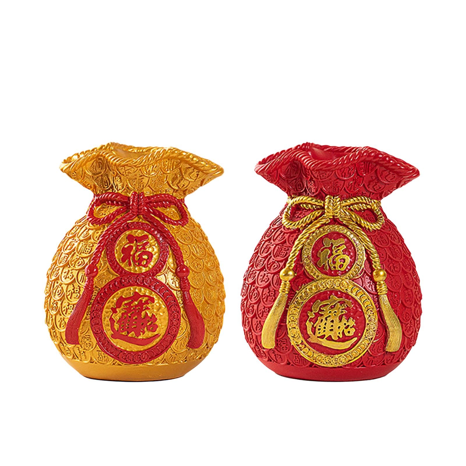 2 pieces Chinese New Year Decoration fortune Vase for Bedroom Office Wall