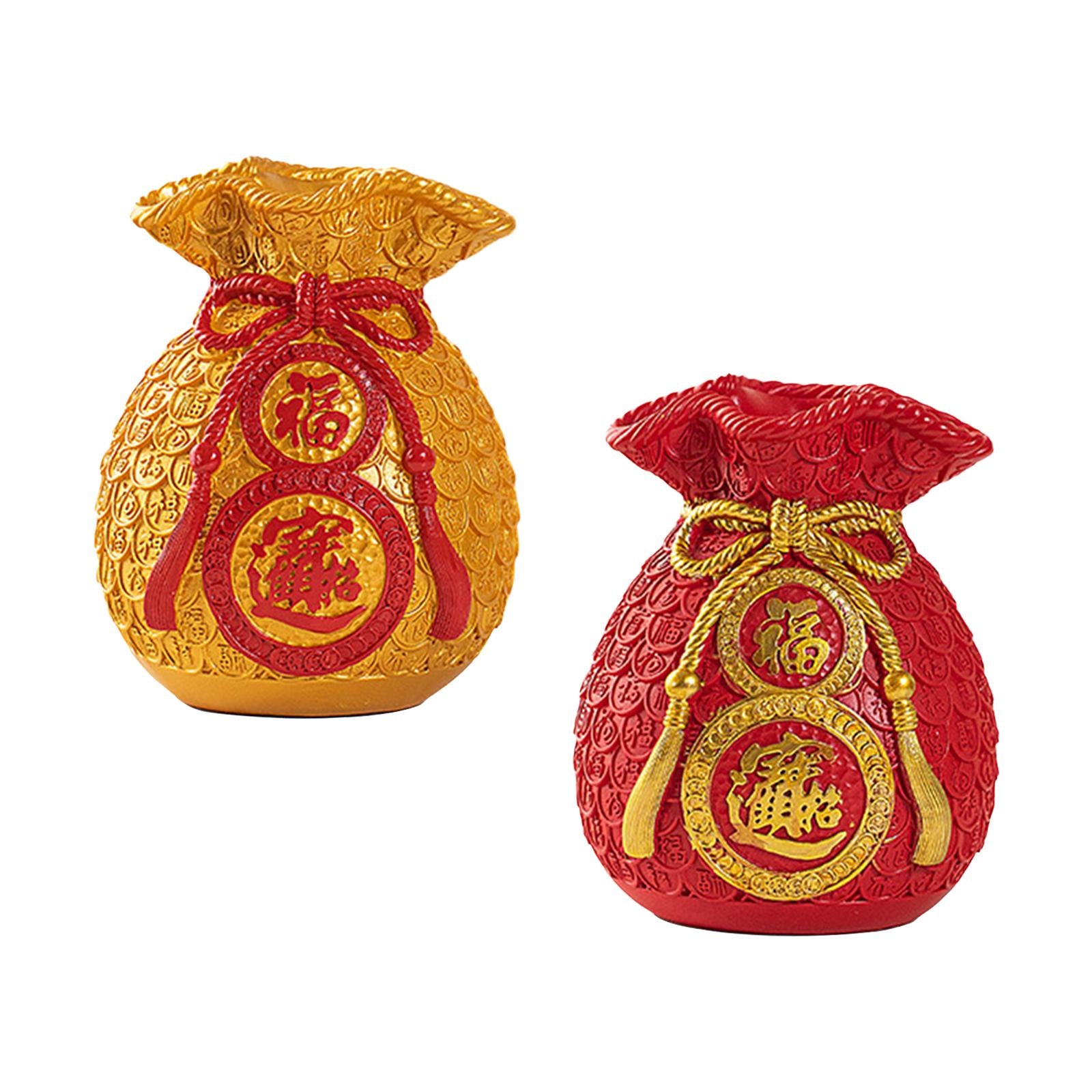 2 pieces Chinese New Year Decoration fortune Vase for Bedroom Office Wall