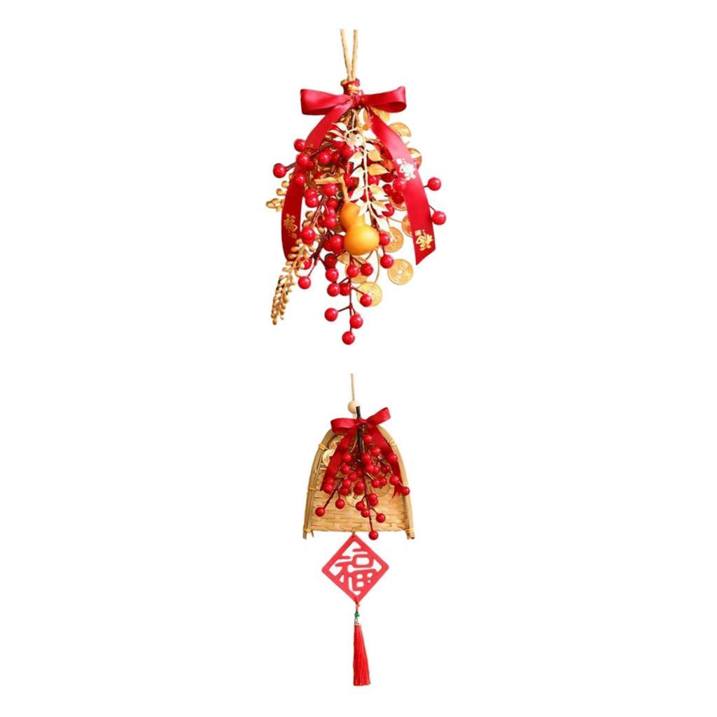 2 Piece Chinese New Year Decoration Artificial Farmhouse Entryway Wall Gourd