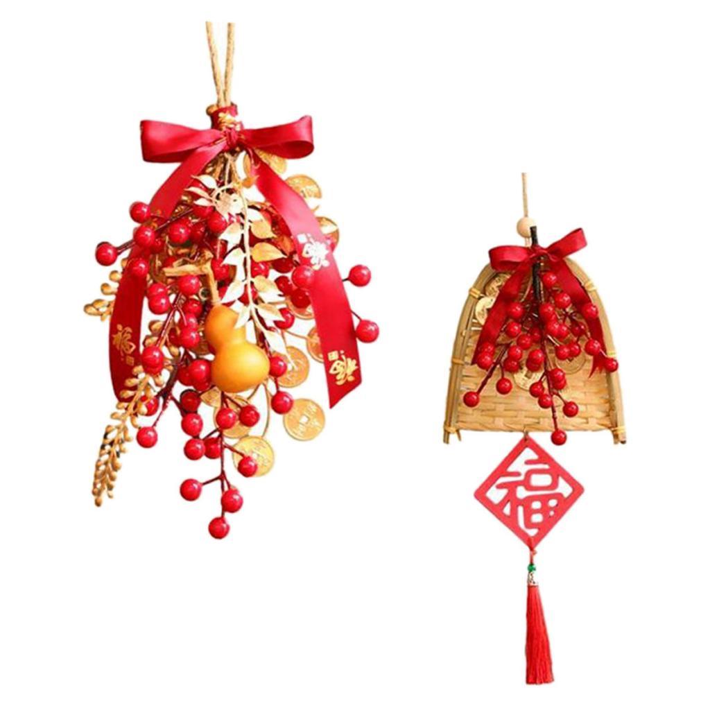2 Piece Chinese New Year Decoration Artificial Farmhouse Entryway Wall Gourd