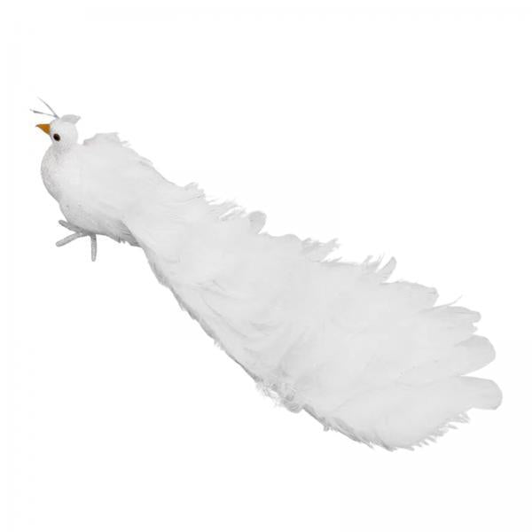 2xWhite Peacock Simulation Bird Artificial Bird for Yard Art Courtyard Outdoor