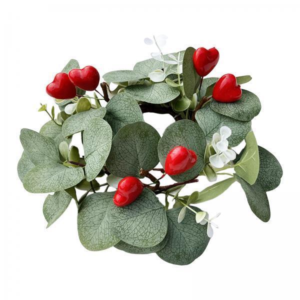 2xCandle Rings Garland Table Rustic Eucalyptus Wreath for Gift Banquet Wedding