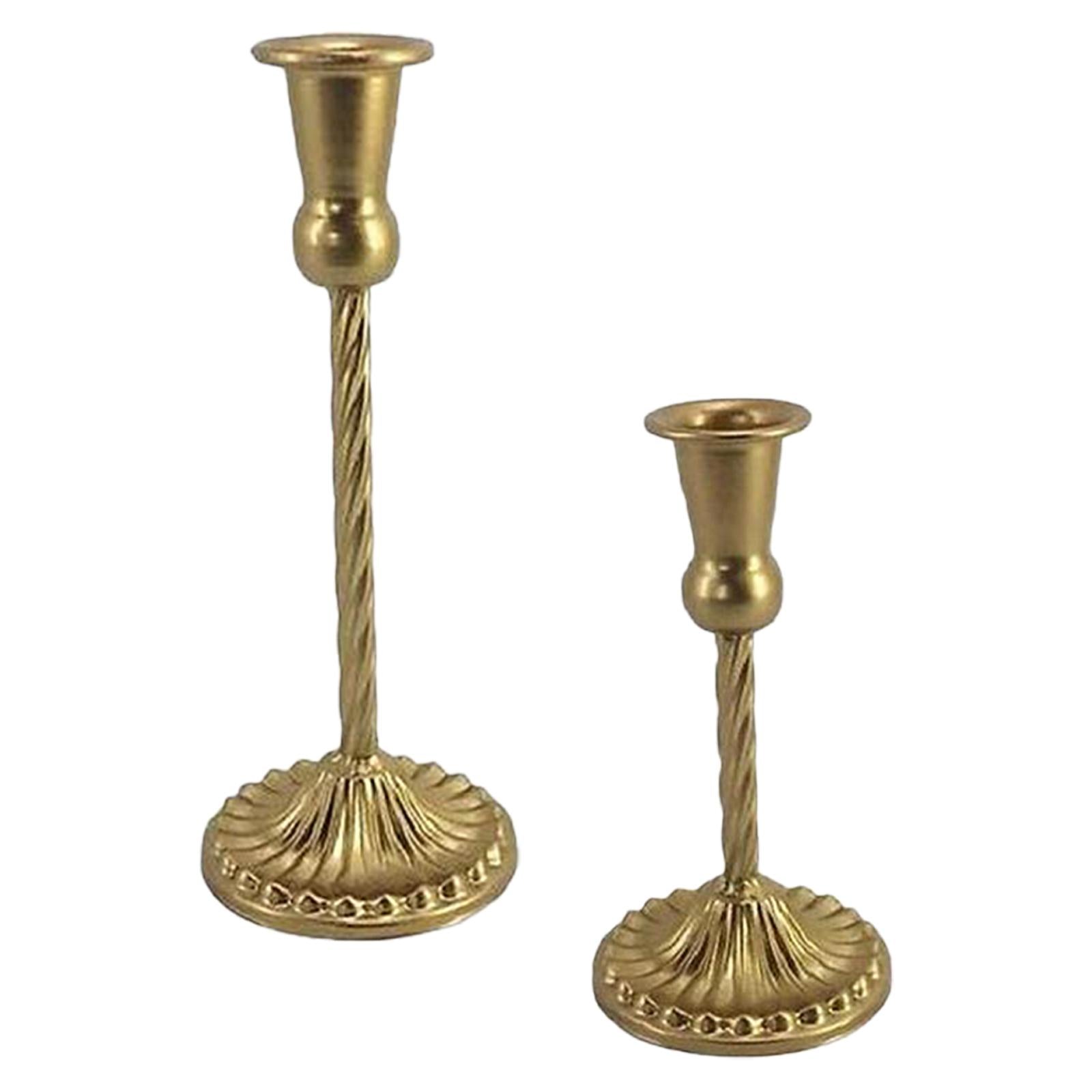 2 Piece Candle Holder Metal Candlestick Ornament for Festival Dinner Home