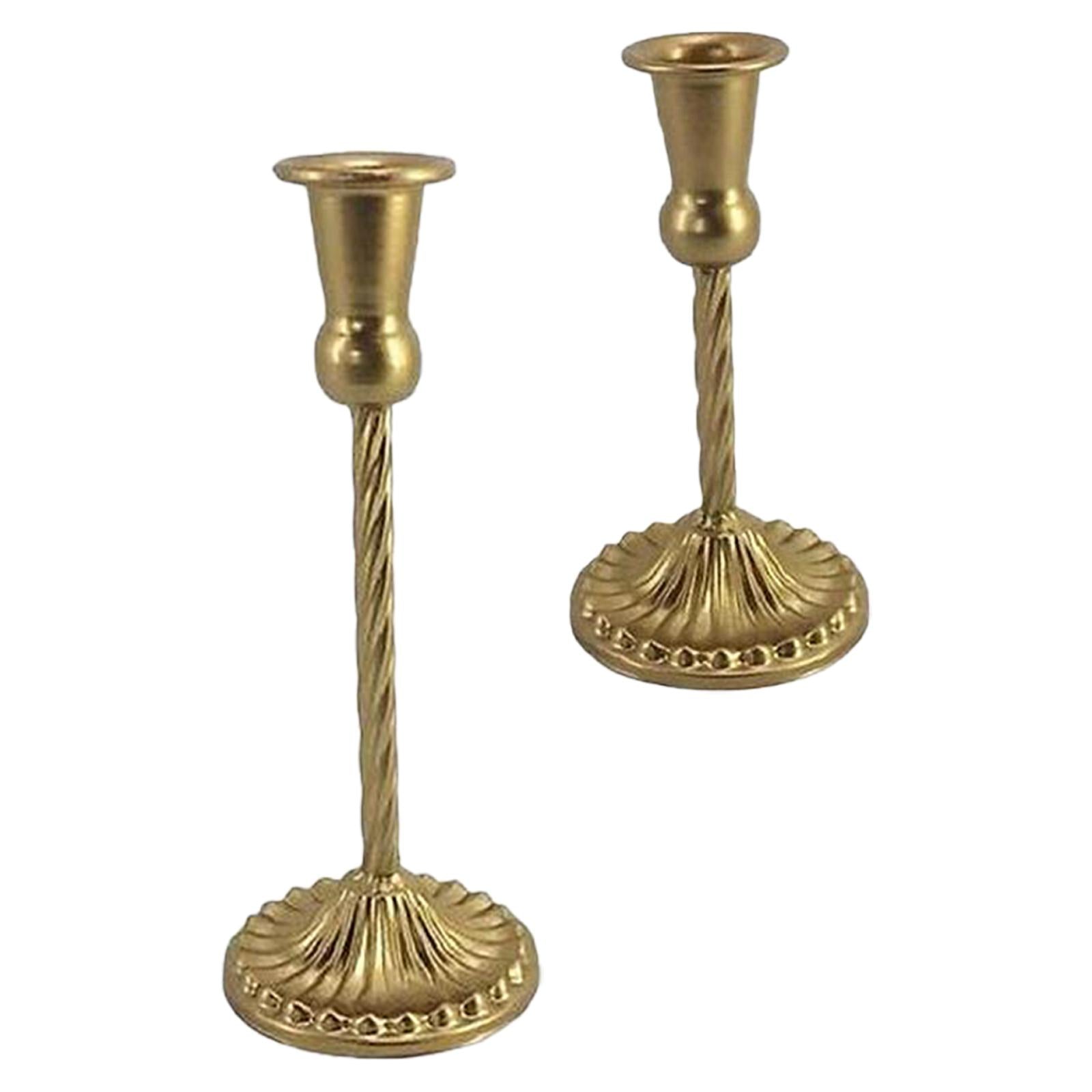 2 Piece Candle Holder Metal Candlestick Ornament for Festival Dinner Home