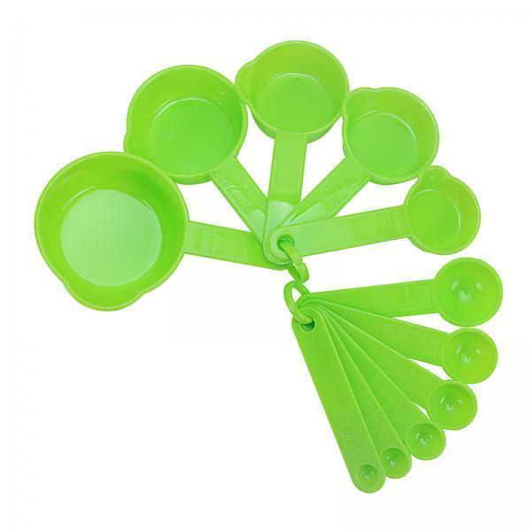 3xPP Measuring Spoons Cups Set with Scale Metering Spoon for Kitchen Tool Green