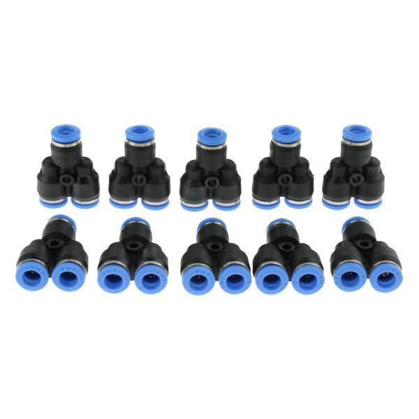 3xPush To Connect Fitting, Pneumatic Y Connector Air Hose Tube 10 Pcs PY-6