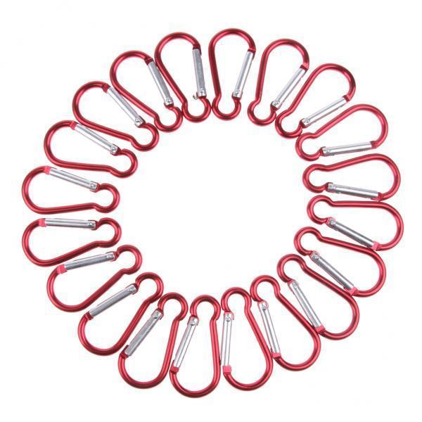 4xOutdoor Aluminum D-Ring Carabiner Camping Keychain Clip Snap Hook Red