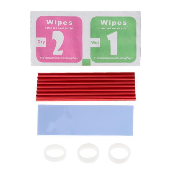 4xM.2 2280 NVME SSD Solid State Drive Heat Sink Thermal Pad Cooling Set Red