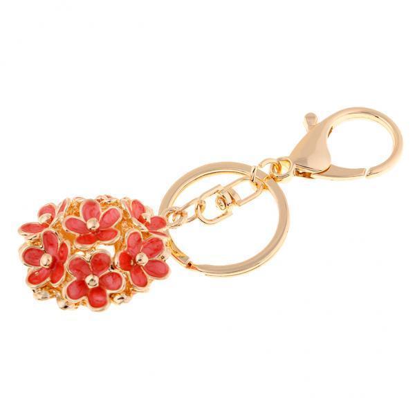 2xFashion Enamel Five leaves Flower Keychain Ring Holder Charm Gift Orange