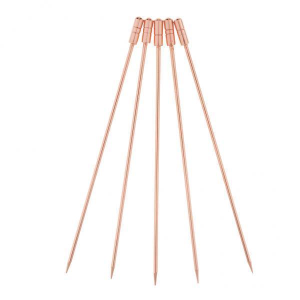 2x5Pcs/set Stainless steel Cocktail Picks Cocktail Fruit Sticks Bar Tools Cylinder-Rose Gold