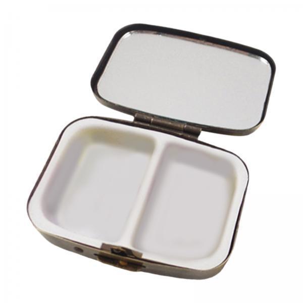 2xPocket or Purse Pill Box with Mirror Mini Pill Case for Fish Oils Supplement