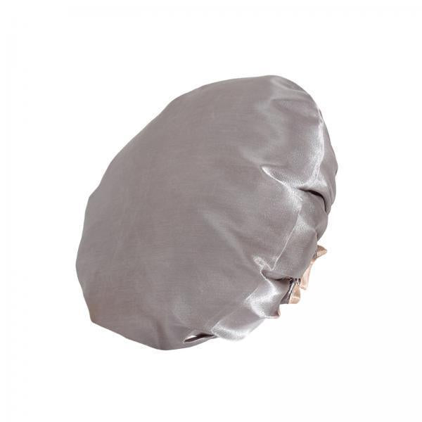 2xShower Cap Reusable Waterproof Layer Bathing Hair Cap for Salon Girls Ladies Gray