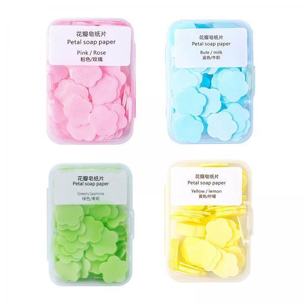 3x400Pcs travel Soap Sheets Petal Soap Paper for Children and Adults Mixed Color