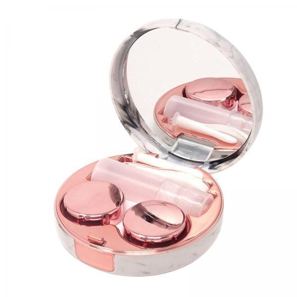 4xcontact Lens case Lens Care Durable with Mirror Tweezers Rose Gold