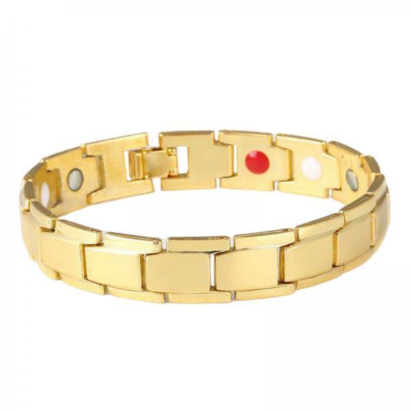 3xMagnetic Therapy Bracelet Titanium Lymph Detox for Carpal Tunnel Gold