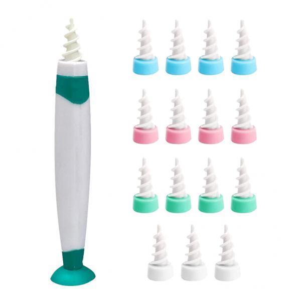 2xEar Wax Cleaner Removal Swab Earwax Remover Spiral Soft Tool Earpick Green