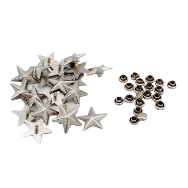 2x20pcs 19mm Antique Silver Star Shaped Rivets Stud Snap Buttons