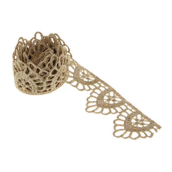 2x1 Yard Embroidered Metallic Lace Trim Ribbon for Dress Bags Decoration JB35