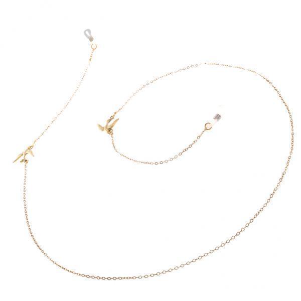 4xEyeglass Reading Sunglass Glasses Cord Holder Necklace Chain Gold Swallow