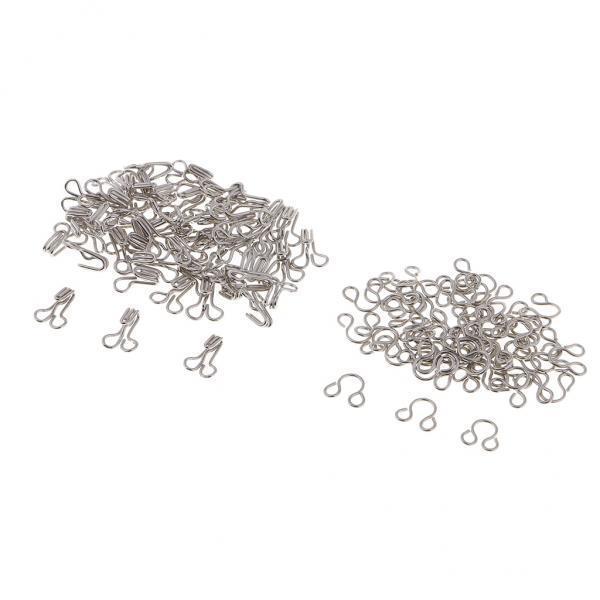 2x100 Set Metal Sewing Hooks and Eyes Closure for Pants Dresses Clothes Silver