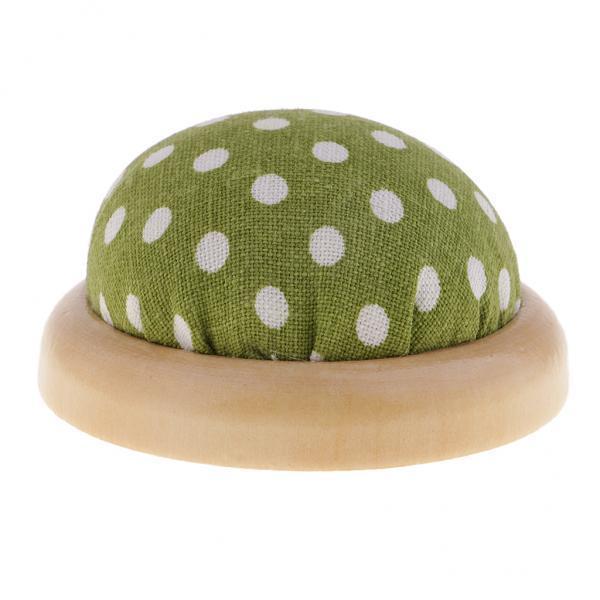 2xWood Base Needle Pin Cushion Needle Holder for Sewing Craft Stitching Green