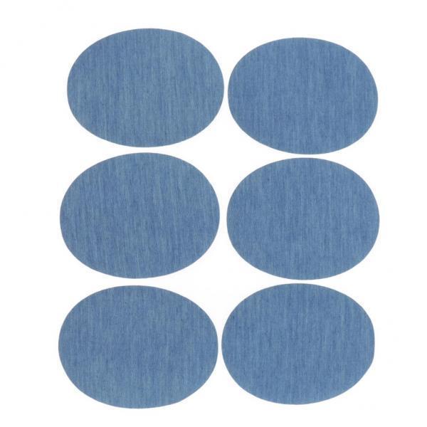 2x6 Pieces/Pack Denim Iron On Jean Patches Jeans Repair Kit Oval Light Blue