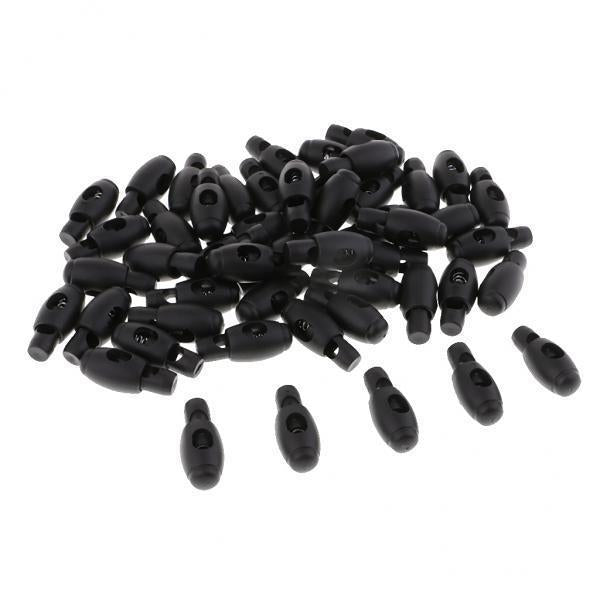 2x50pcs Plastic Toggle Spring Clasp Stop Single Hole String Cord Locks 29x12mm