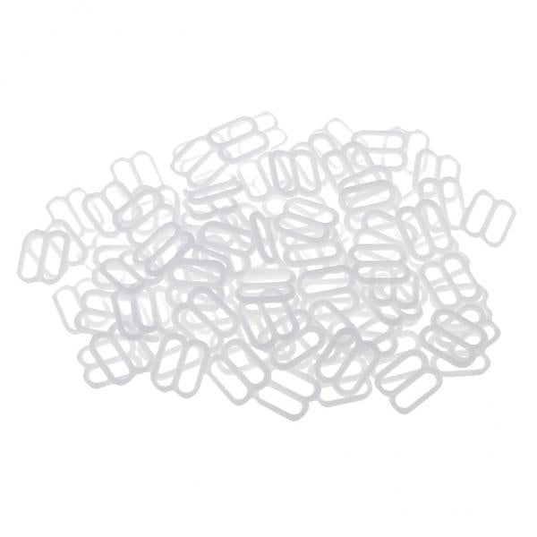 2x100pcs Nylon Bra Adjustment Sliders Fig 8 for Bra Replacement 10mm White