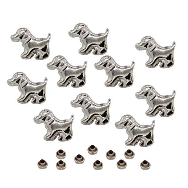 2x10 Pieces Alloy Silver DIY Dogs Patterns Rivets for Sewing Accessories