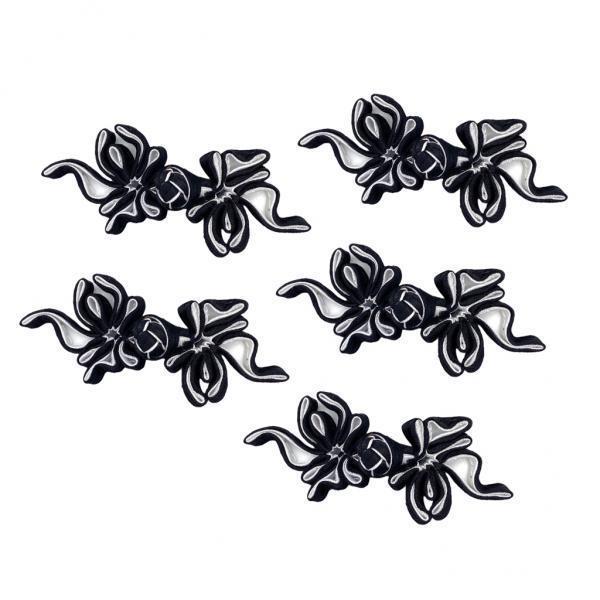 2x5 Pairs Goldfish Chinese Knot Frog Button for Hanfu Hangbag DIY Black White