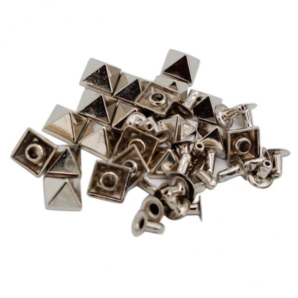4x20 Sets Pyramid Stud Rivets Snap Buttons DIY Leather Crafts Silver
