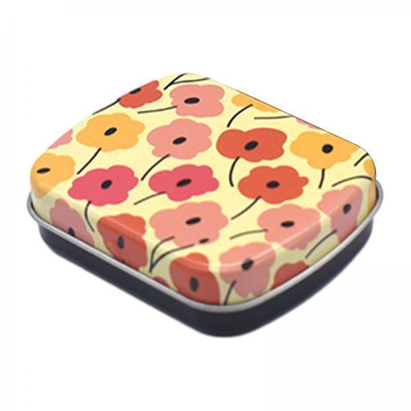 4xMetal Hinged Tin Box Container with Lid Tin Can Candy Box Mini Small Tin Box Yellow Flower