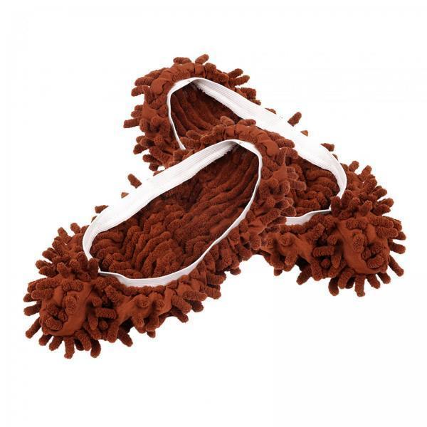 3xSlipper Microfiber Mopping Shoes Cleaning Tool 1 Pair Brown