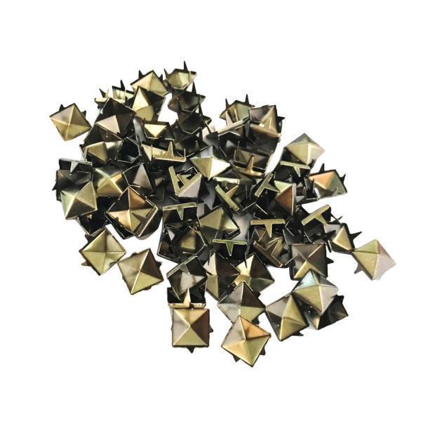 3xWholesale 100pcs Square Pyramid Rivet Metal Studs Leathercraft DIY Bronze