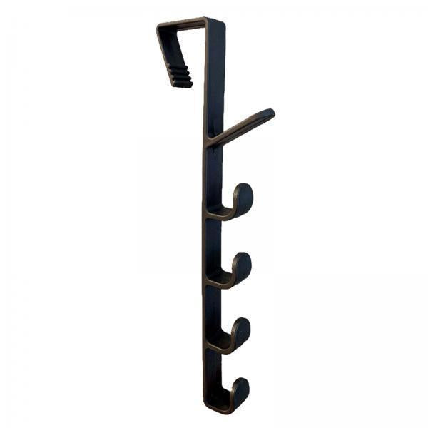 2xDoor Hanger Heavy Duty behind Back of Door 5 Hooks for Hanging Clothes Coats Black
