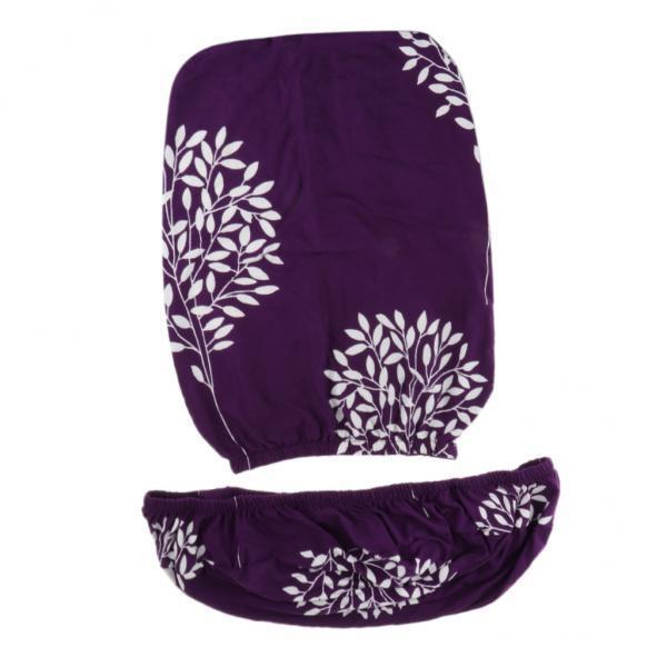 4xStretch Spandex Slipcover Office Computer Chair Cover Purple -Leaves