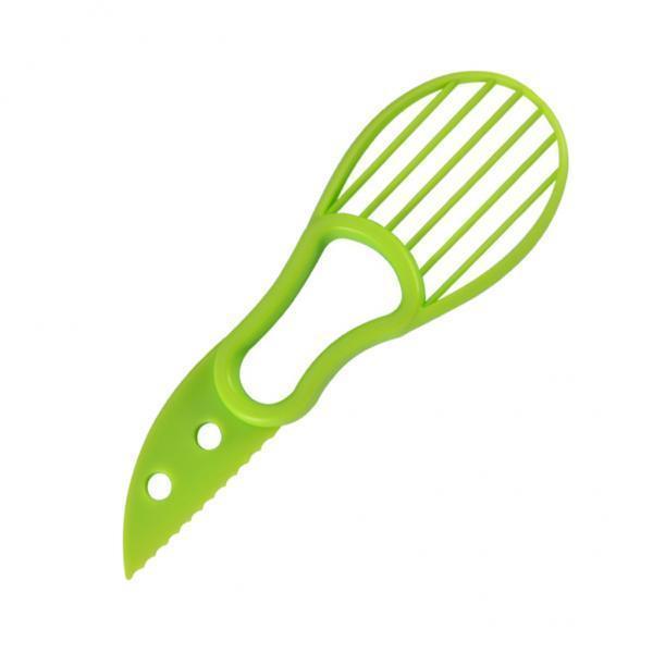 2xAvocado Slicer 3 in 1 Avocado Cutter Multi Tool Peeler Pitter and Slicer Green