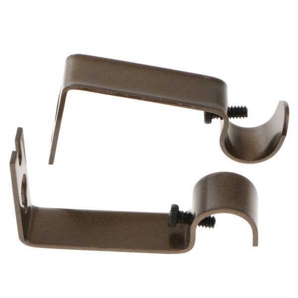 4xSet of 2Pcs Metal Curtain Pole Rod Wall Bracket Hook Holder Brown