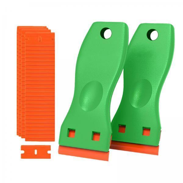 4xGlass Scraper with Blade Cleaner Blade Scraper for Removing Windshields Wall Green
