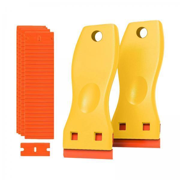 3xGlass Scraper with Blade Cleaner Blade Scraper for Removing Windshields Wall Yellow