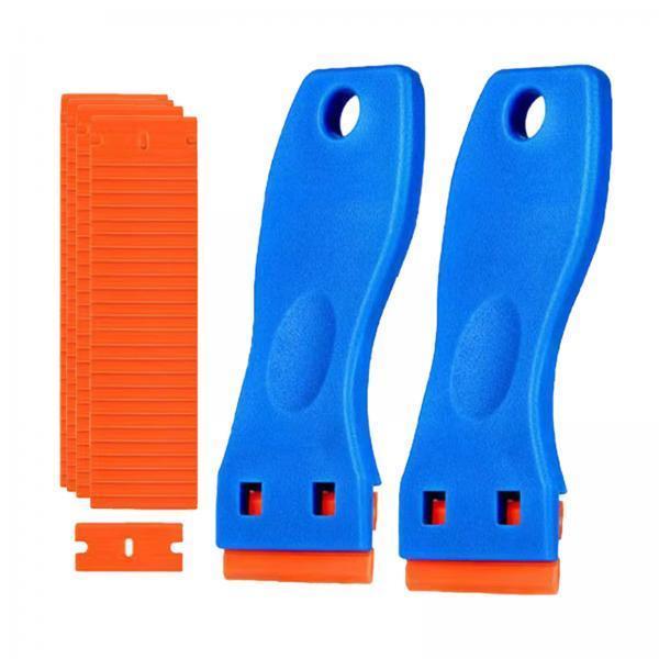 2xGlass Scraper with Blade Cleaner Blade Scraper for Removing Windshields Wall Blue