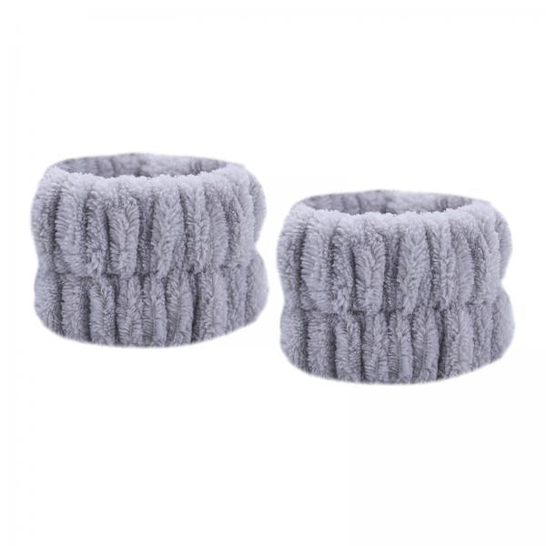 2x2Pcs Face Washing Wristbands Microfiber Wrist Towels Band for Female Girls Grey