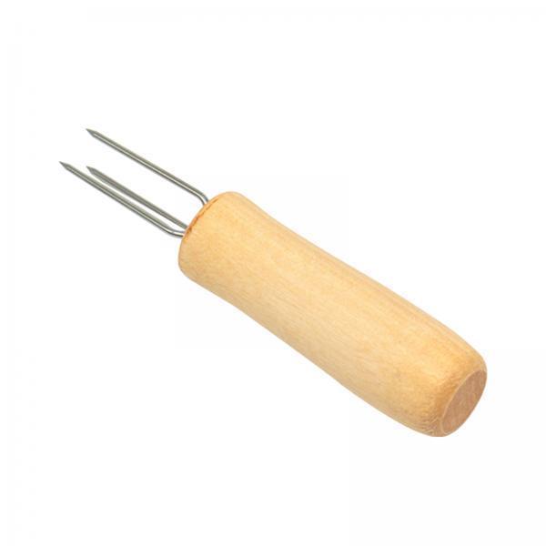 2xCorn Holder BBQ Cooking with Wood Handle Fruit Forks Corn on The COB Holder Oak Handle