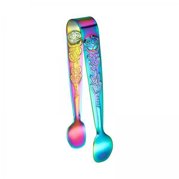 2xStainless Steel Cooking Tongs Food Tongs Kitchen Clamps for Salad Buffet Ice Colorful