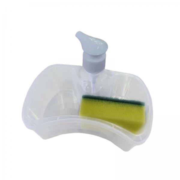 4xSoap Dispenser and Scrubber Holder Soap Liquid Pump Bottle for Bathroom Home Transparent
